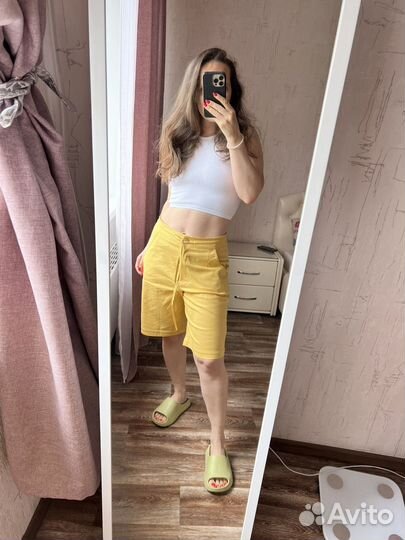 Шорты бермуды из льна