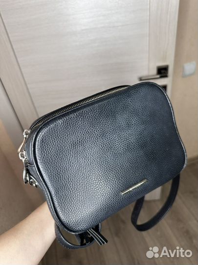 Сумка натуральная кожа черная плечо