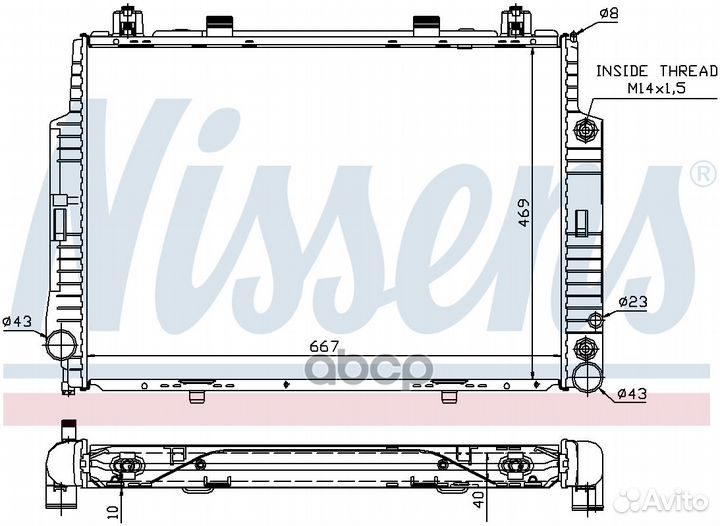 Радиатор MB W140 91- 667X470 62716A Nissens