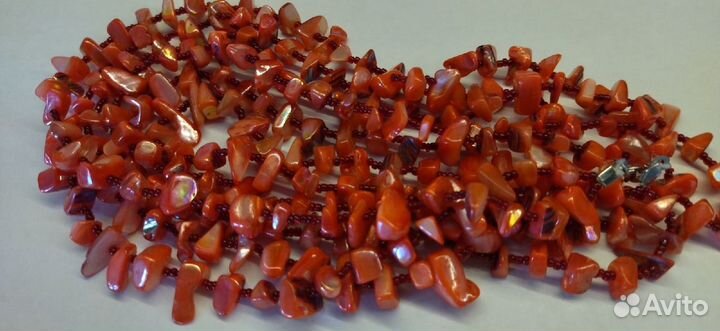 Бусы трёхрядные. натуральный камень+бисер