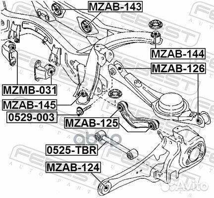Сайлентблок балки моста зад прав/лев mzab14