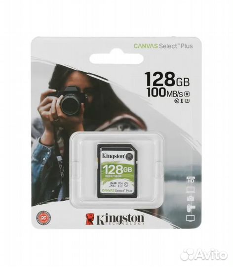 128 гб Карта памяти Kingston Canvas Select Plus SD