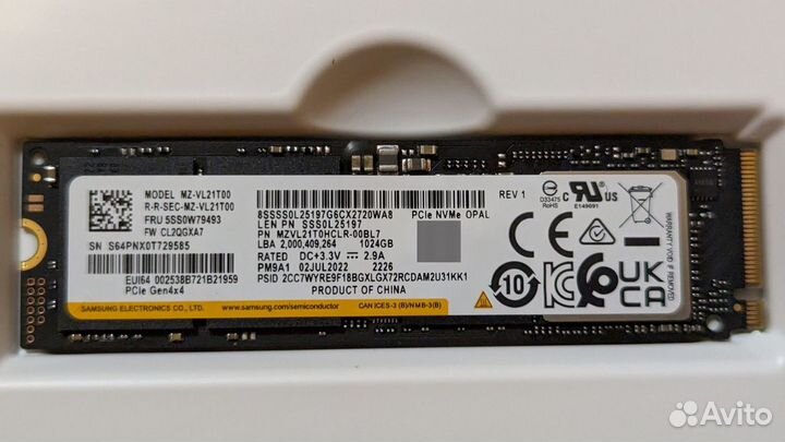 M.2 SSD 1Тб Samsung PM9A1 Аналог 980 Pro Как Новый