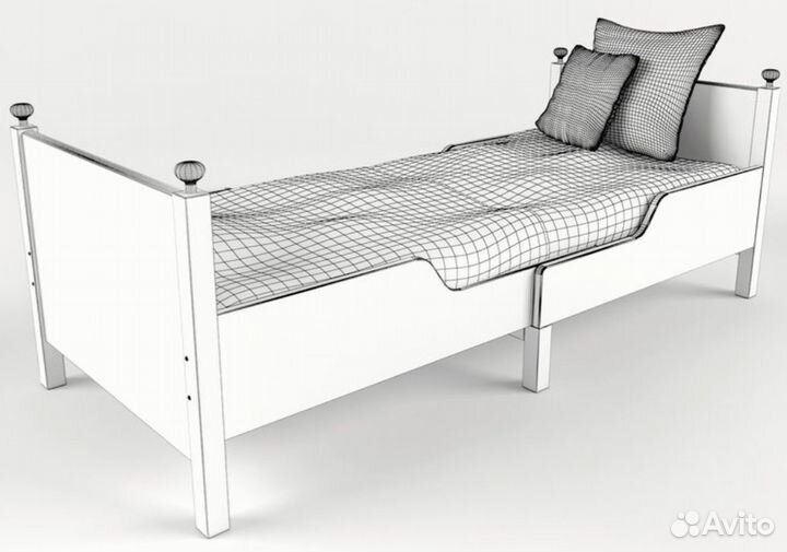 Детская раздвижная кровать IKEA leksvik с матрасом