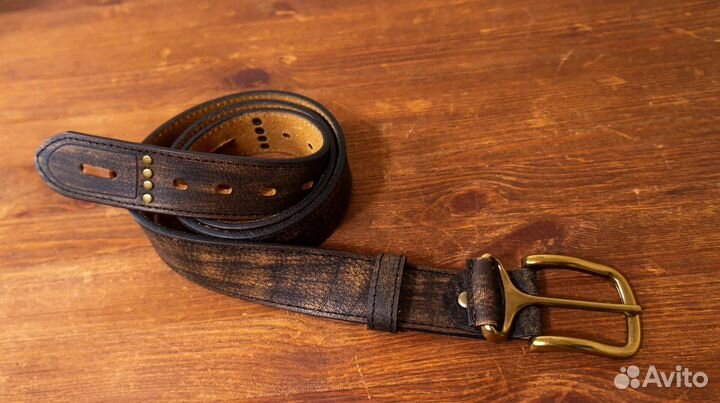 Крафтовый ремень из Натуральной Кожи Буйвола