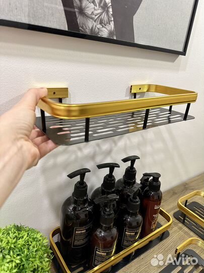 Полка для ванной кухни настеная нержавеющая прямая