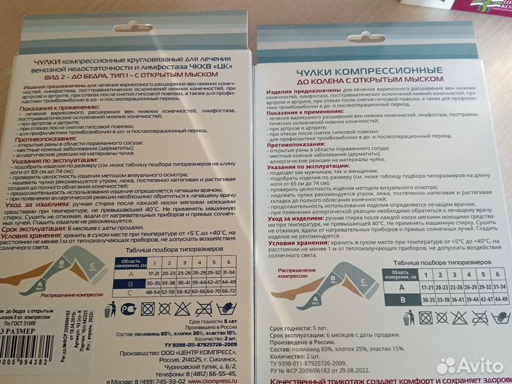 Компрессионные чулки и компрессионные гольфы новые