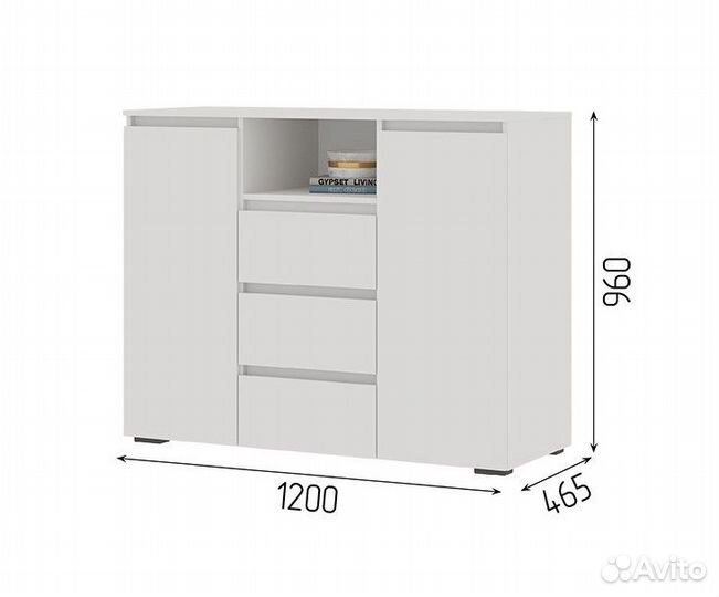 Комод Хелен км 01 (1,2м) Белый/Крафт Золотой