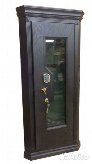 Угловой сейф c бронестеклом в дереве 