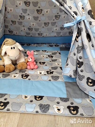 Детский домик (вигвам, коврик, флажки, гирлянда)