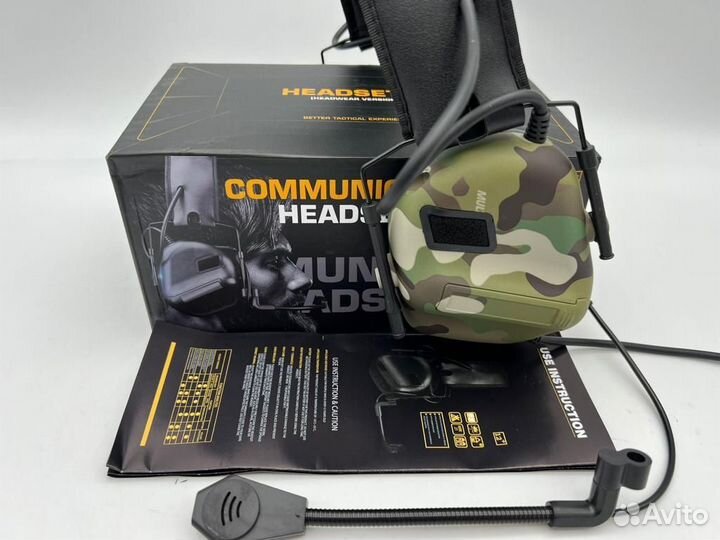 Активные тактические наушники headset V камуфляж