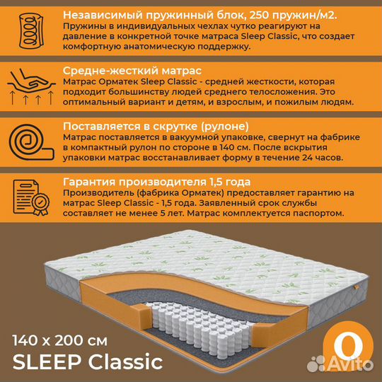 Матрас Ormatek Sleep Classic 140х200х17 см
