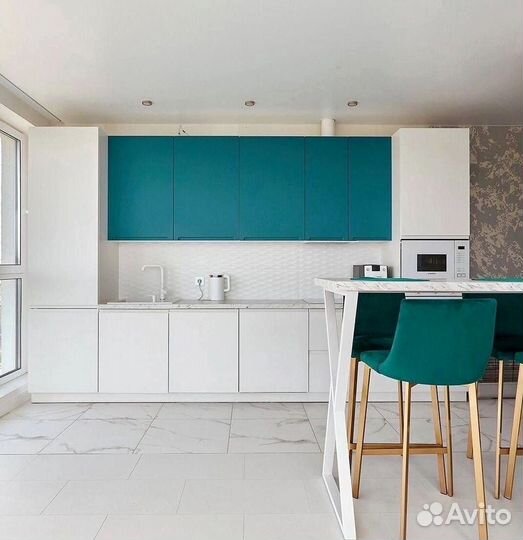 Прямая кухня с мдф фасадами