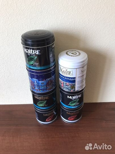 Жестяные и деревянные банки для чая специй приправ