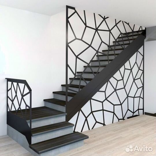 Лестница на металлическом каркасе дизайн 4083