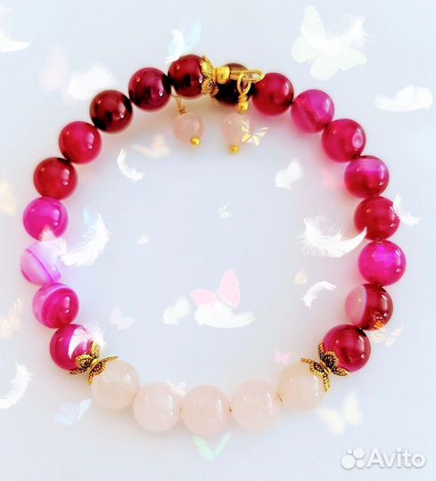 Браслет из натурального Малинового Агата
