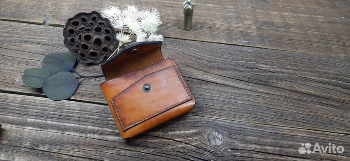 Кошелек кожаный мужской ручной работы