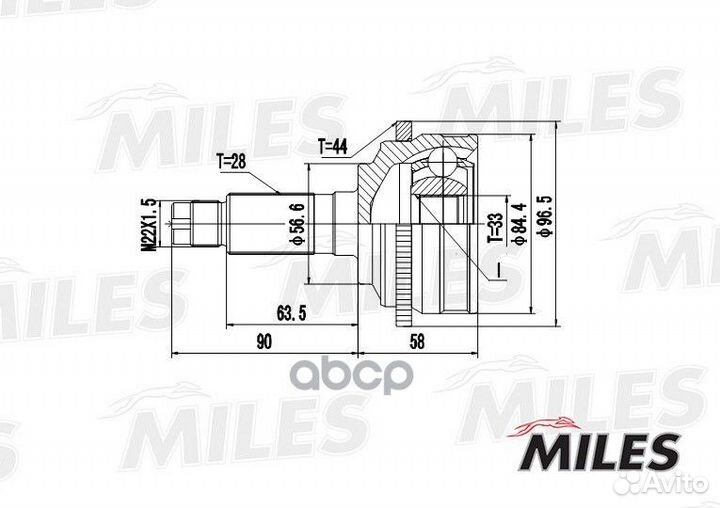 ШРУС mazda 6 I 2.0D 02-07 нар. +ABS GA20221 Miles