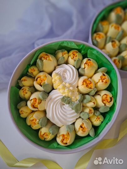 Тюльпаны из зефира на 8е марта