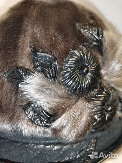 Женская шапка р.58 финская нерпа кожа винтаж новая