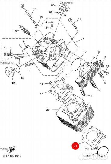 Оригинальная прокладка цилиндра Yamaha TTR 125