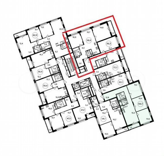 2-к. квартира, 58,7 м², 10/16 эт.