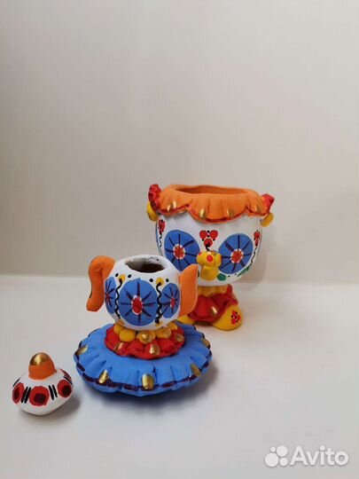 Самовар-шкатулка. Дымковская игрушка