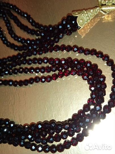 Бусы винтажные гранатовое стекло Чехословакия