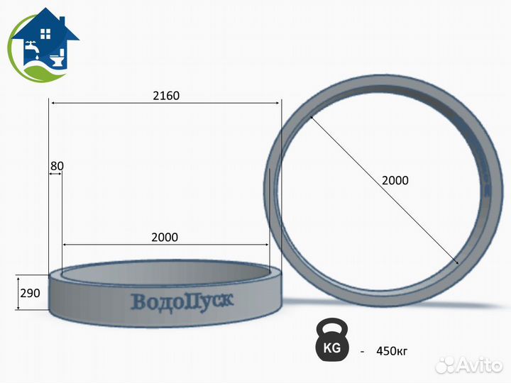 Жб кольцо сквозное кс 20-3 напрямую с завода ГОСТ