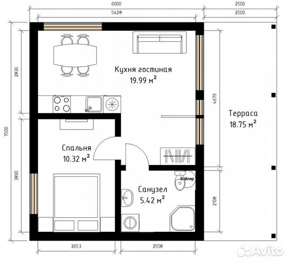 Частный дом 30 м² под ключ