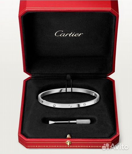Браслет Cartier Love White Gold 6 Diamonds Small M
