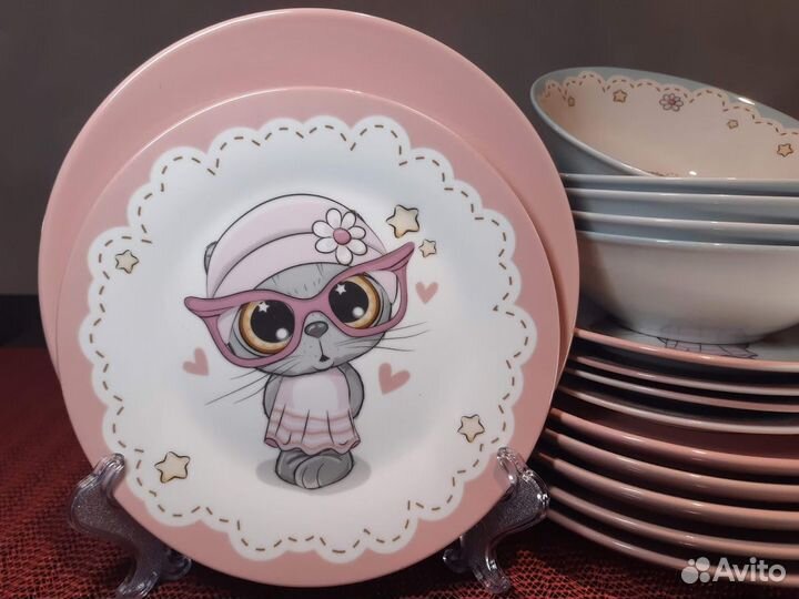 Тарелки и салатники Котик, Пастель (попредметно)