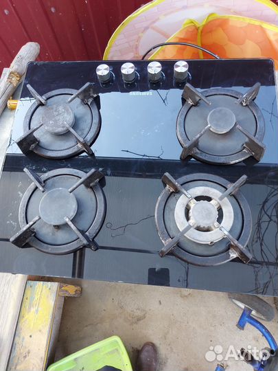 Газовая варочная панель 4 конфорки стекло