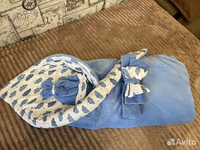 Конверт на выписку, одеяло с бантом, шапочкой