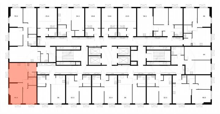 2-к. квартира, 49,4 м², 23/25 эт.