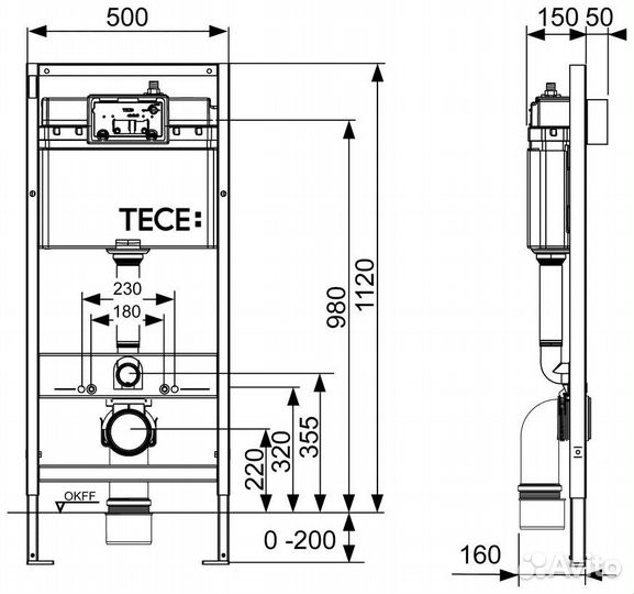 Рамная инсталляция tece tecebase 2.0 с панелью смы