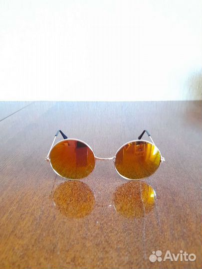 Очки солнцезащитные круглые желтые зеркальные