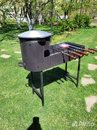 Мангал с казаном и шампурами