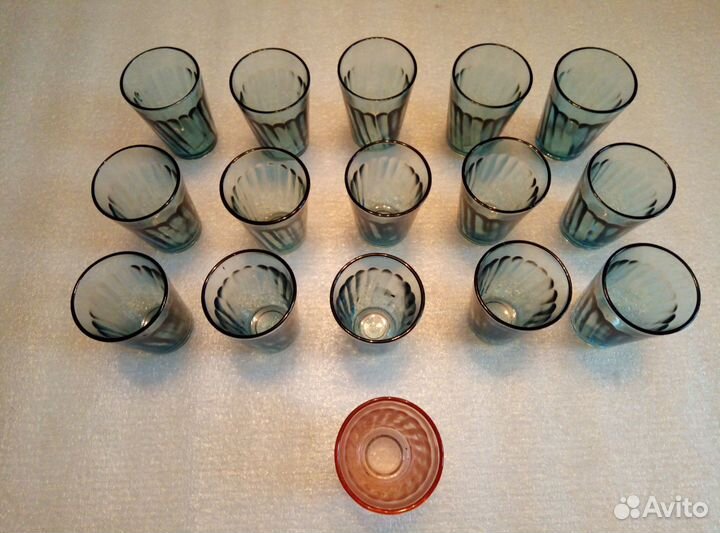 Стакан стопка СССР синее стекло