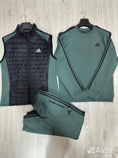 Костюм тройка Adidas тёплый флисовый