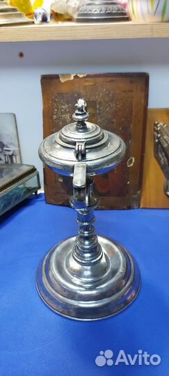 Антикварная масляная лампа на высокой ноге 19 век