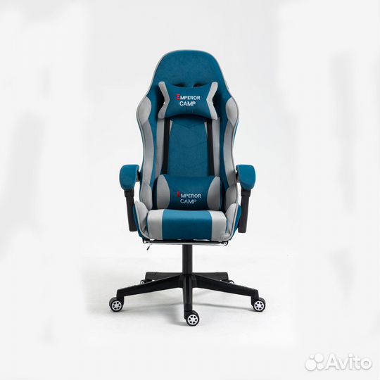 Игровое кресло EC синее-серое без подставки