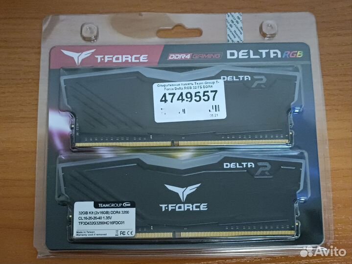 Озу T - Force Delta RGB DDR4 32Gb 2x16Gb
