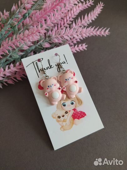 Детские серьги Хелло Китти, мармеладные мишки