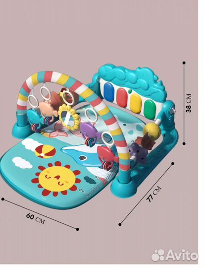 Развивающий музыкальный коврик с пианино, новый