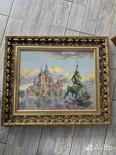 Картина маслом на холсте в раме 66-56