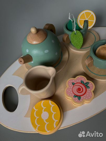 Игрушечная детская деревянная посуда