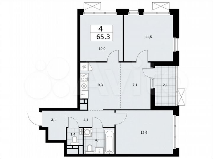 4-к. квартира, 65,3 м², 15/17 эт.