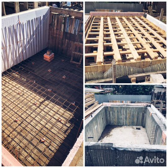 Бетонные работы. Заливка бассейнов