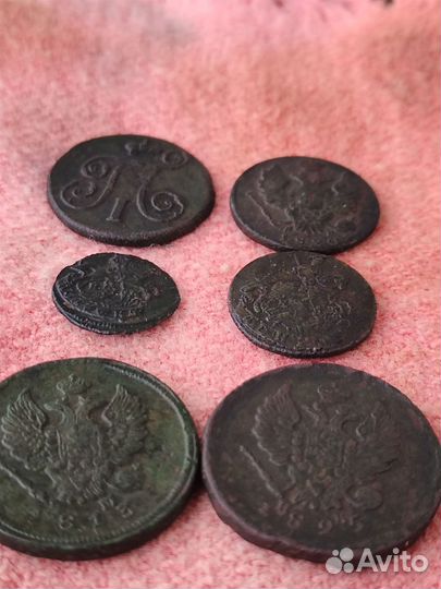 Медные царские монеты 6шт